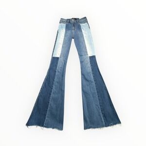 Hollister High-Rise Vintage Flare Patchwork Jeans Blue Multi-Tone W26 L32 3R